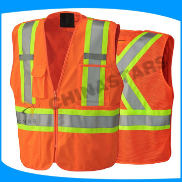 ANSI 107 veste de segurança reflector fluorescente vermelho veneziana vermelho